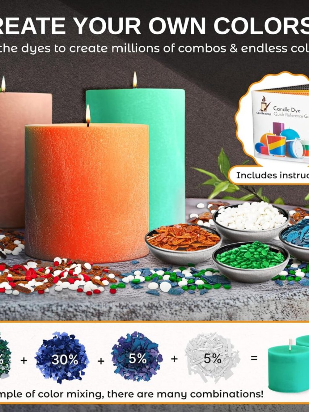 Candle Wax Dye for Soy Wax Candle Making - 16 Vivid Candle Dye Coloring Chips – - Picture 4 of 8